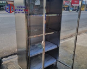 Tủ kính inox 4 tầng, 2 song 2 phẳng 
