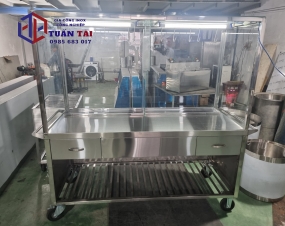 Tủ Kính Treo Bán Vịt Quay Inox 304, Bàn Chặt Tiện Lợi