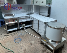 Quầy inox bán phở có nồi 